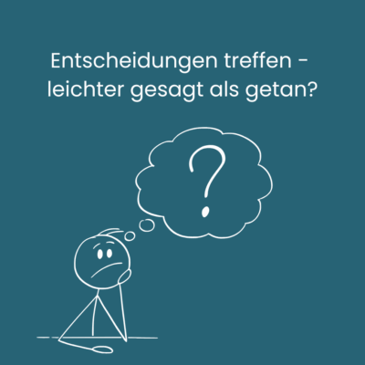Strichmännchen, was sich mit einer Entscheidung fragend quält