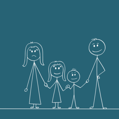 Familie, mit trauriger Mutter